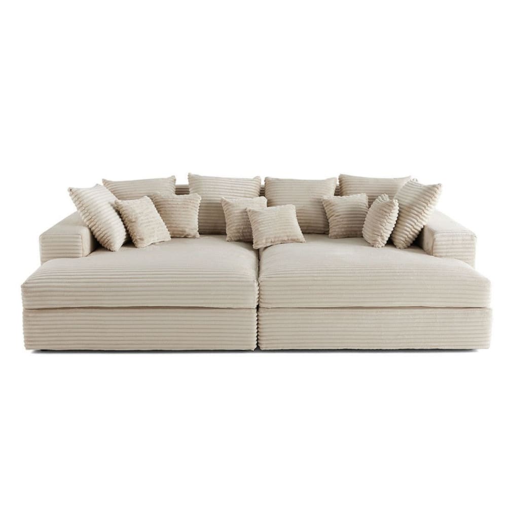 Canapé droit 4 places en  beige