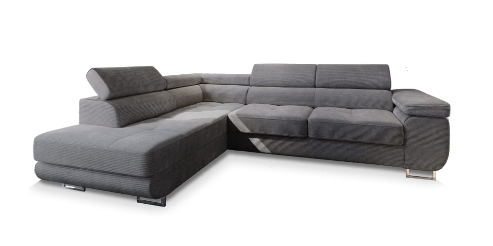 Masseno Ecksofa mit Schlaffunktion aus Kordstoff, Graphitfarben style modern Grau