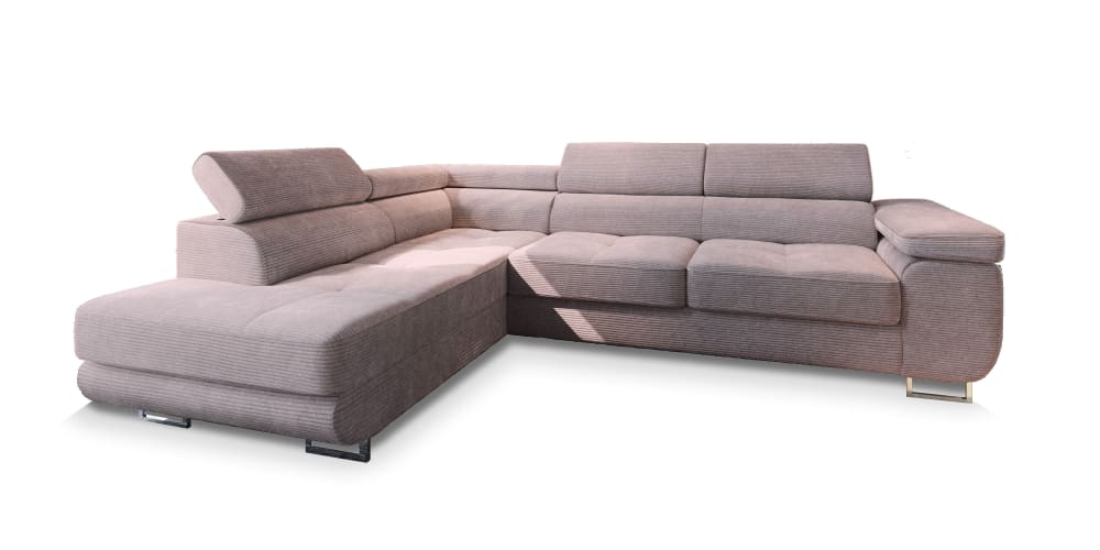 Masseno Ecksofa mit Schlaffunktion aus Kordstoff, Lila style modern Violett