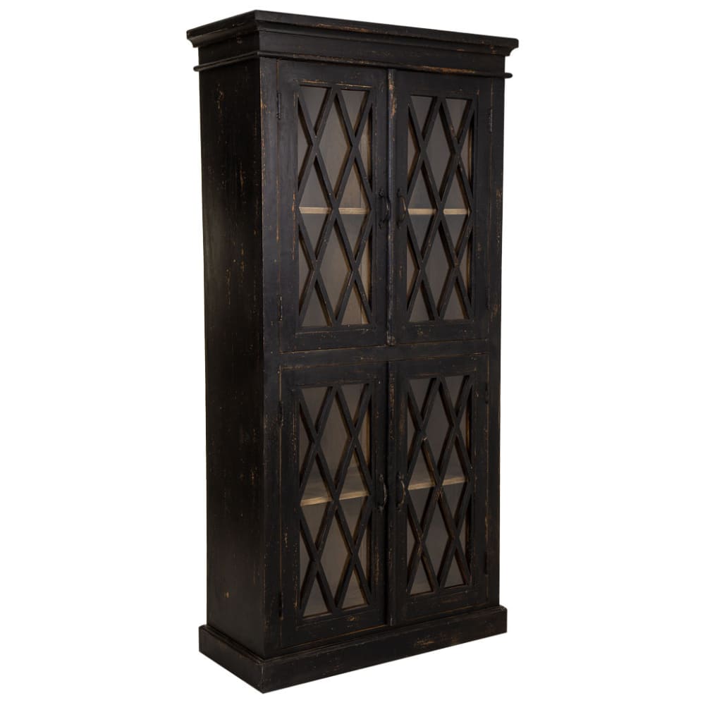 Wanderlust deco Handgefertigte Vitrine aus Holz und Glas, 90x40x183, schwarz - Holz