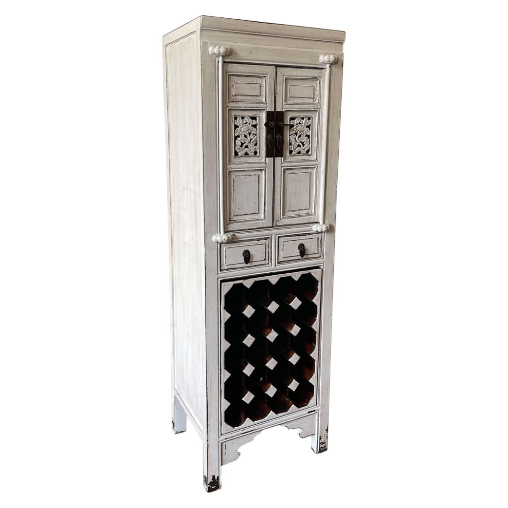 Wanderlust deco Flaschenregal aus Holz, 55x45x170, weiß - Holz