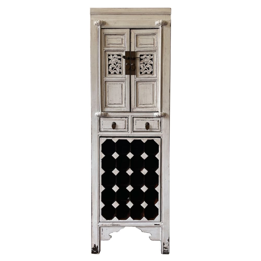 Flaschenregal aus Holz, 55x45x170, weiß - Maisons Du Monde