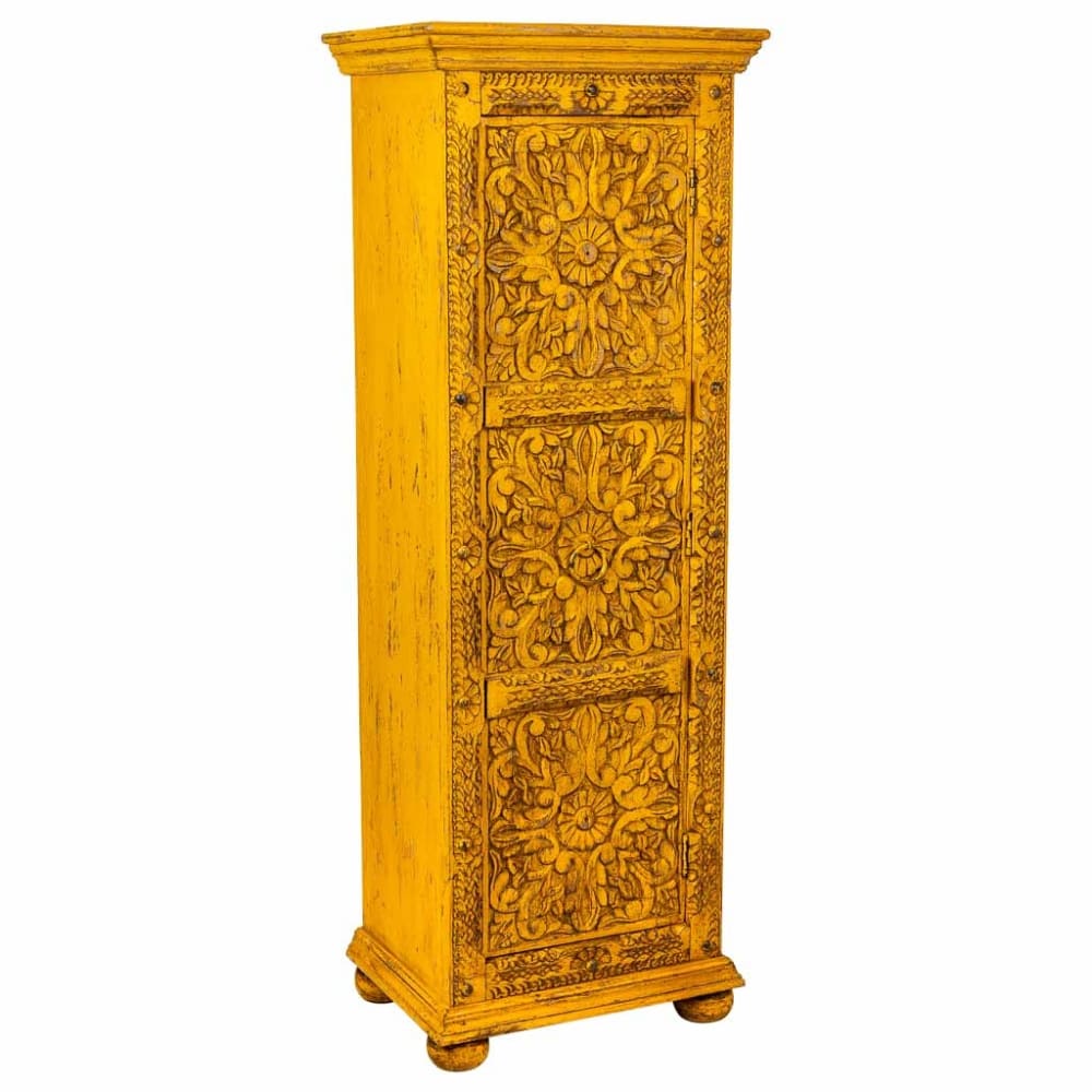 Wanderlust deco Holzschrank mit handwerklichem Finish, 53x40x149, gelb - Holz