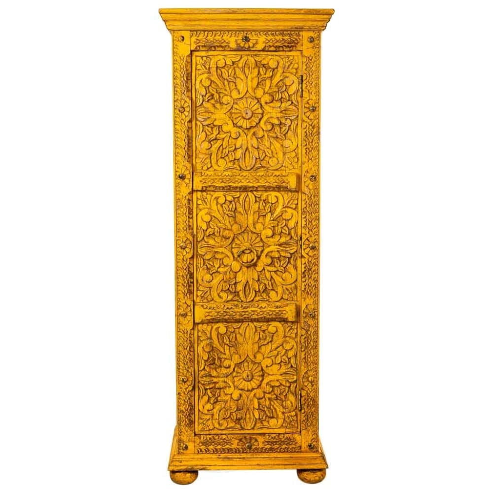Holzschrank mit handwerklichem Finish, 53x40x149, gelb - Maisons