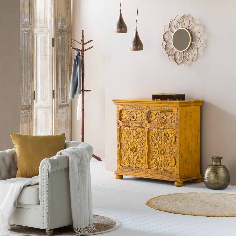 Buffet en bois jaune 90x40x90h - Maisons du Monde