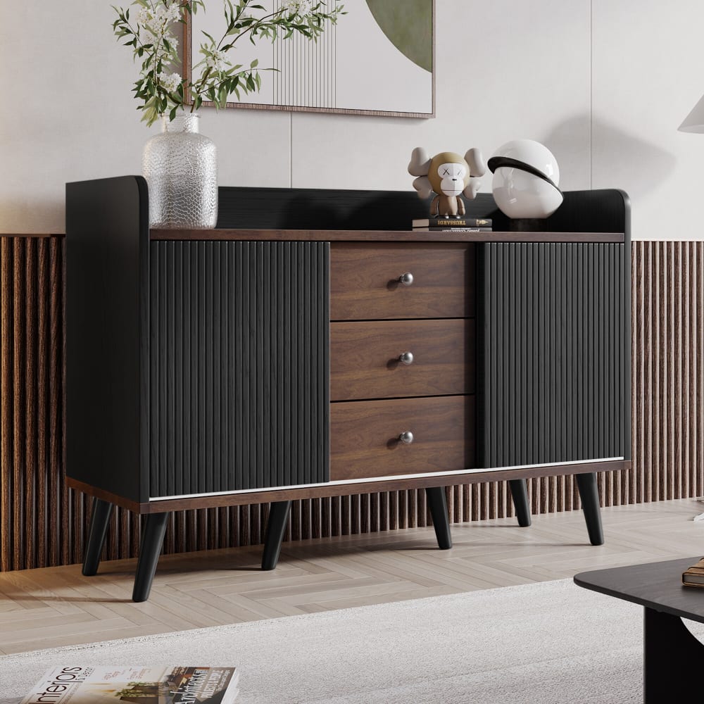 Sideboard in Holz, Walnuss und Schwarzoptik - Maisons Du Monde