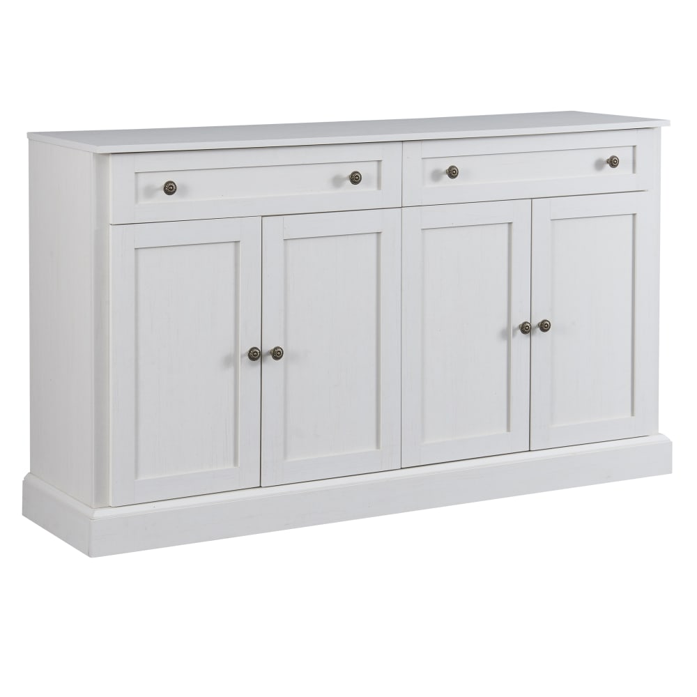 Urban Meuble Buffet blanc en bois avec 4 portes et 2 tiroirs style classique chic Blanc Panneau De Particules - 150x86x40cm