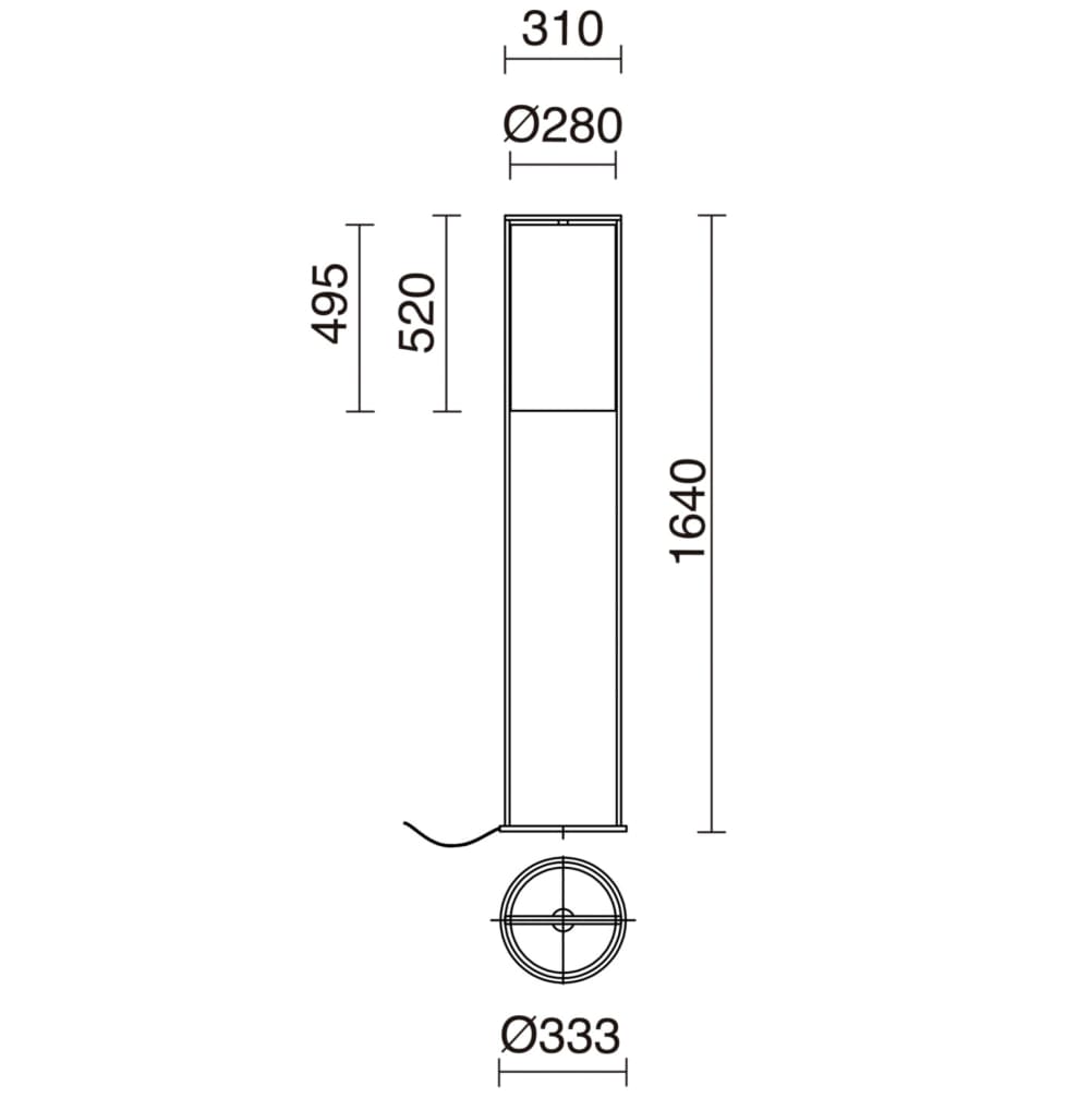 Lampadaire en métal noir, H: 164cm — vue 4