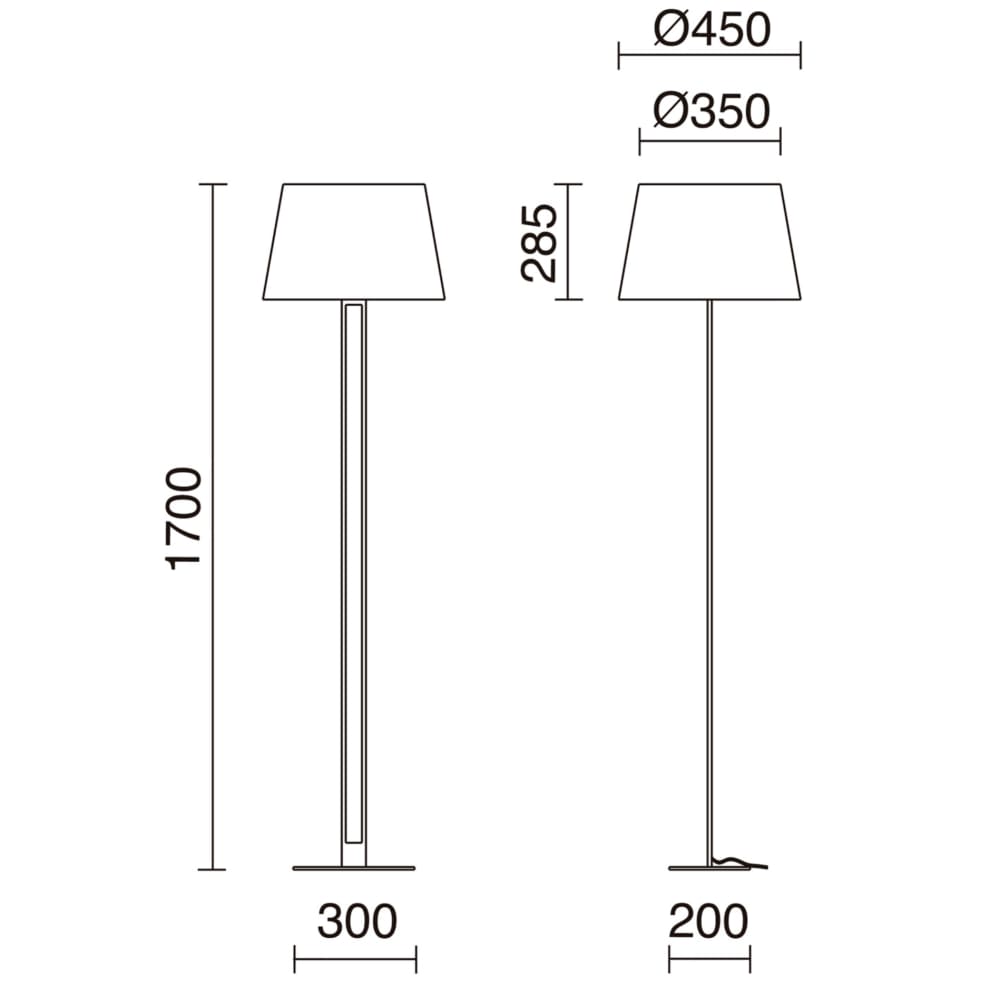Lampadaire en métal doré, H: 170cm — vue 4