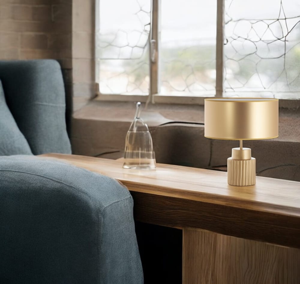 Lampe à poser en céramique, doré H : 46cm — vue 3