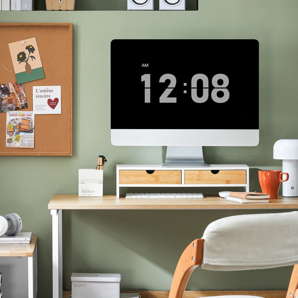Support d'écran ergonomique effet bois blanc - Maisons du Monde