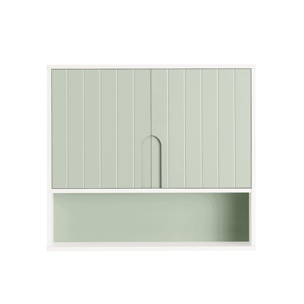 Armoire murale avec 2 portes effet bois vert et blanc