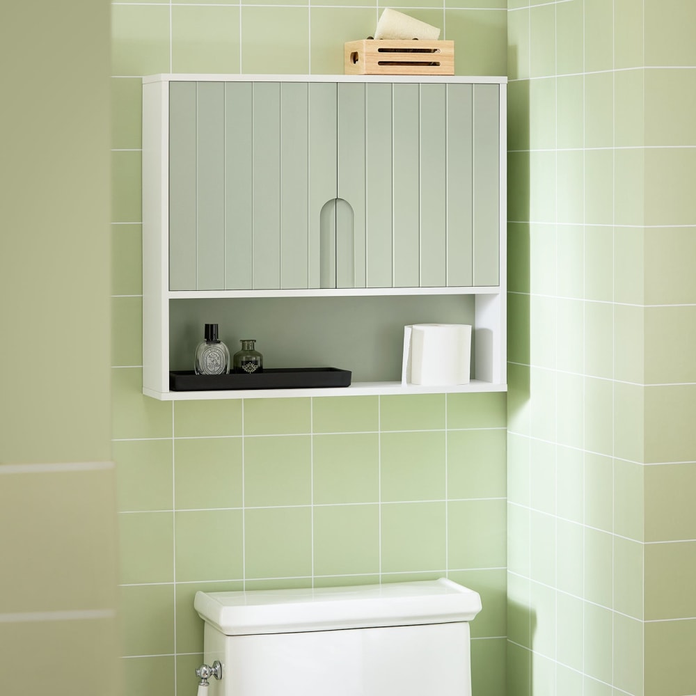 Armoire murale avec 2 portes effet bois vert et blanc - Maisons du Monde