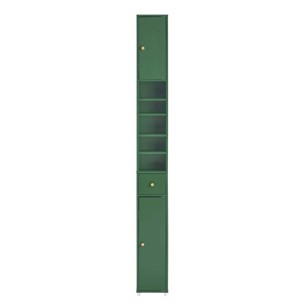 SoBuy Hochschrank mit 5 Fächern Badschrank aus MDF(E1) Grün Grün Spanplatte