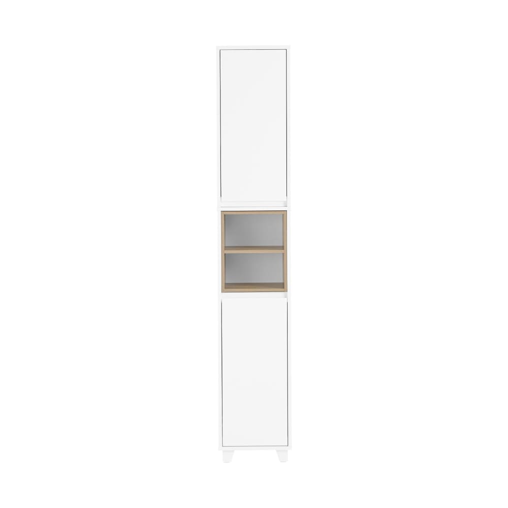 SoBuy Hochschrank mit 2 Türen Badezimmerschrank aus MDF(E1) Weiß Weiß Spanplatte