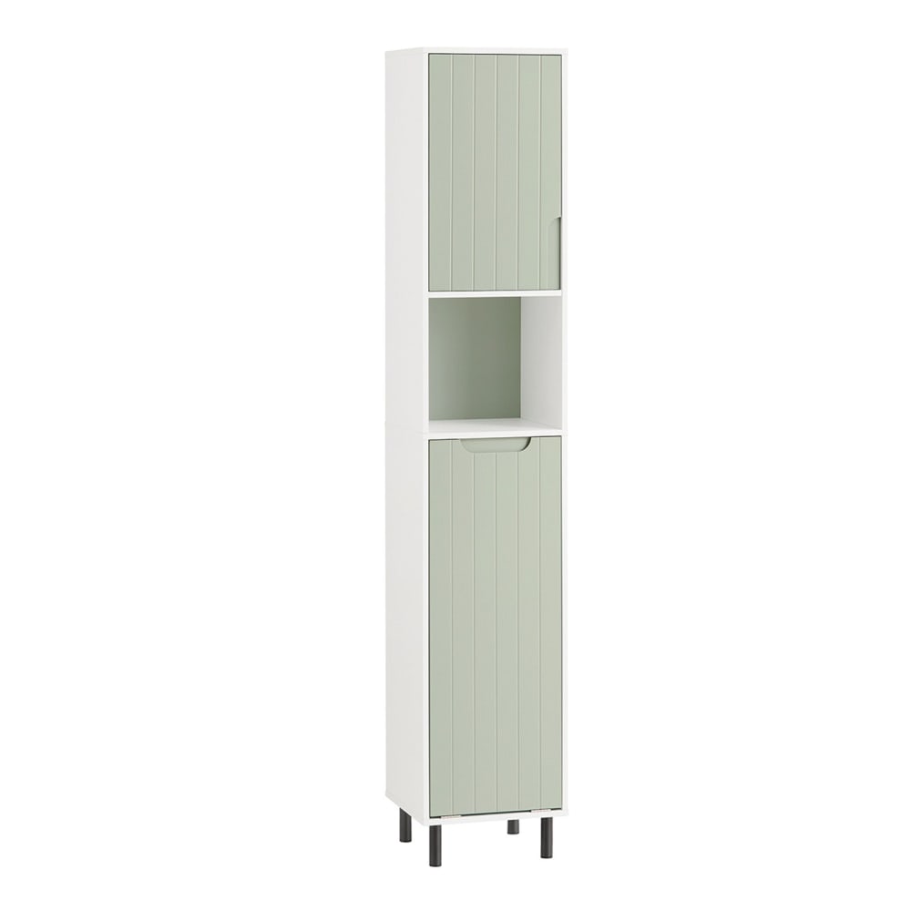 Hochschrank Mit WäSchesack Badschrank Aus MDF(E1) Weiß-GrüN