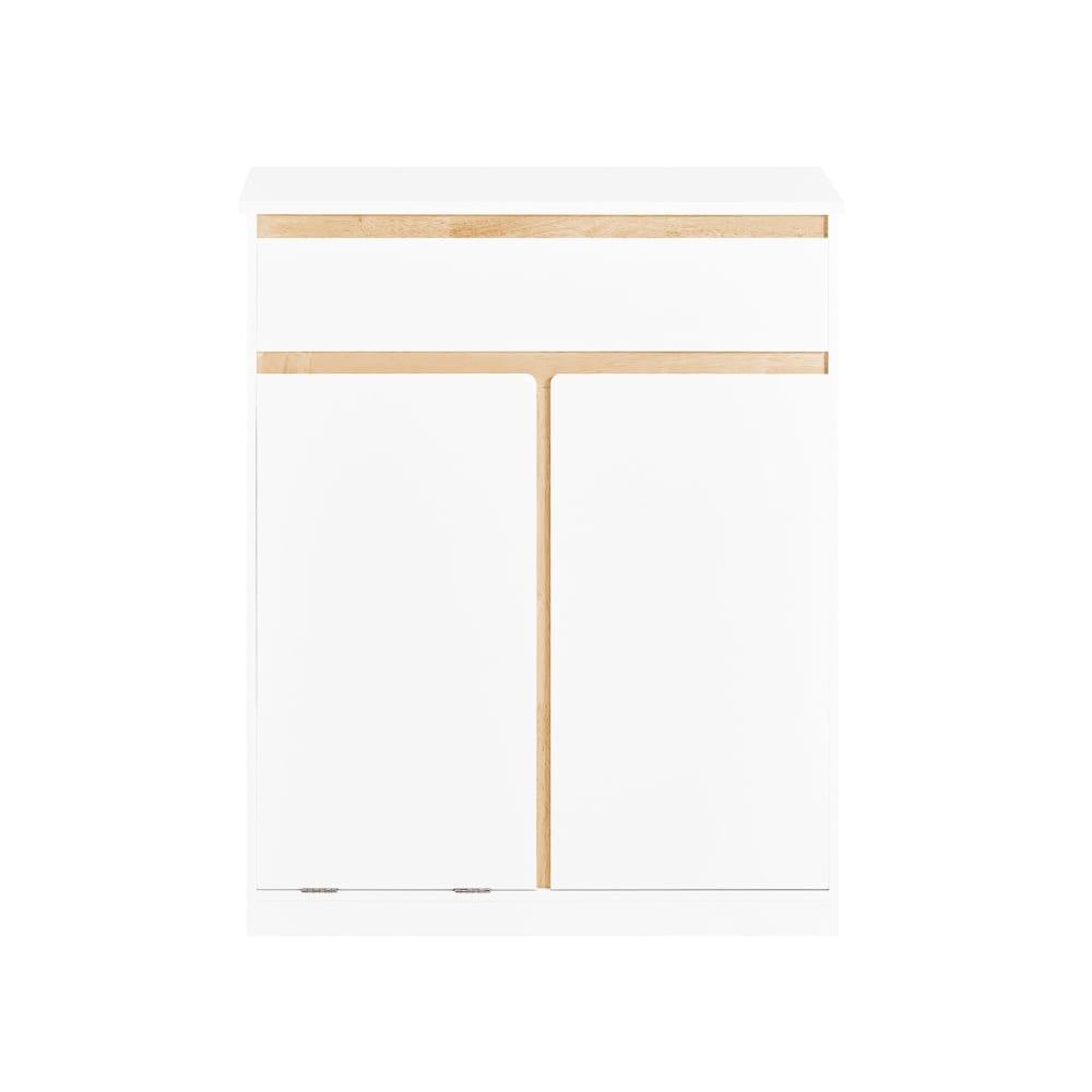 SoBuy Wäscheschrank mit Wäschesäcken Badezimmerschrank aus MDF(E1) Weiß Weiß Spanplatte