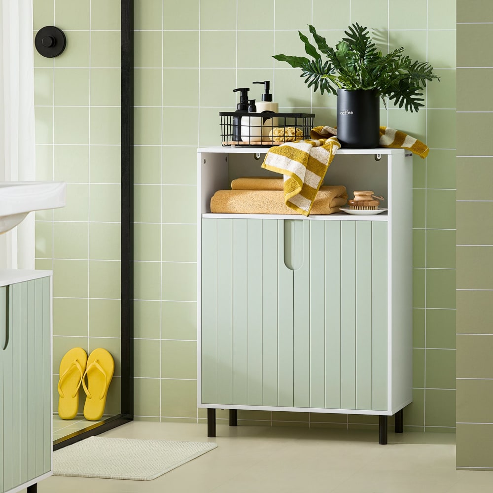 Badkommode Badezimmerschrank aus MDF(E1) Weiß-Grün - Maisons Du