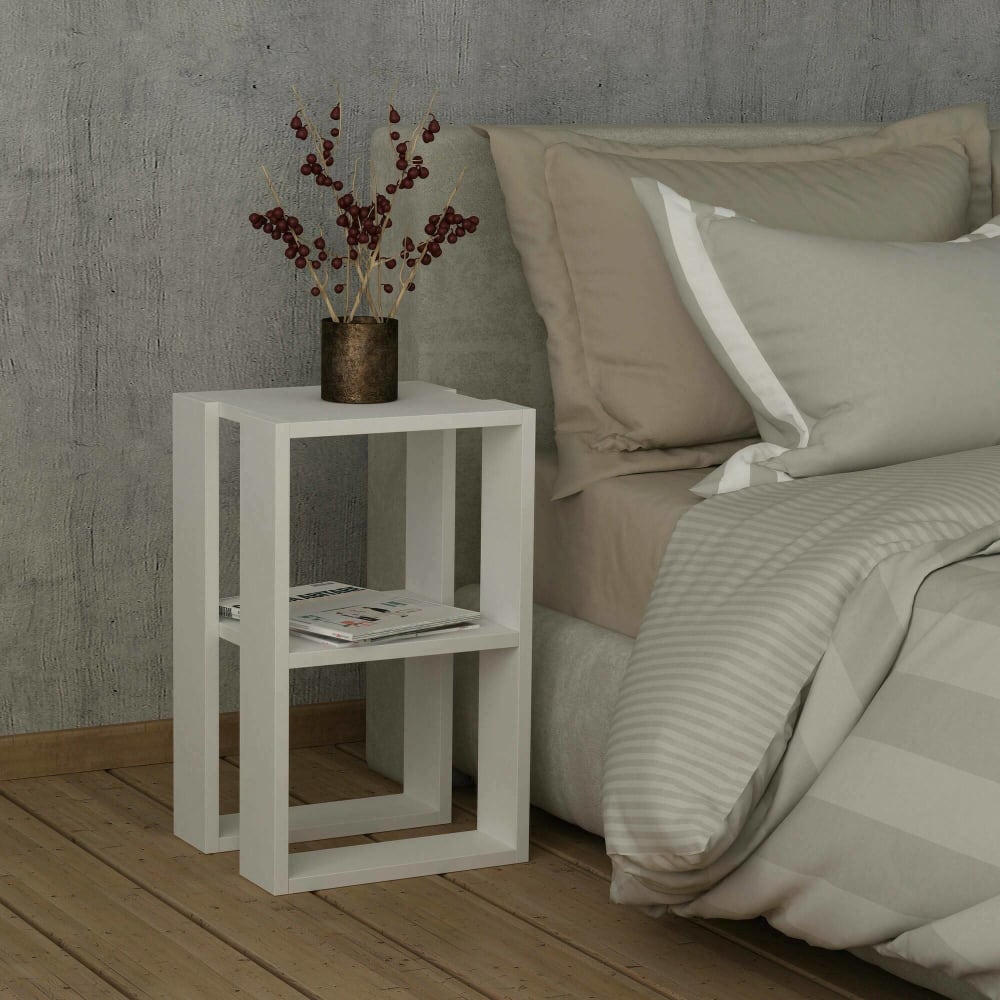 Chevet effet bois blanc 30x30h55 cm