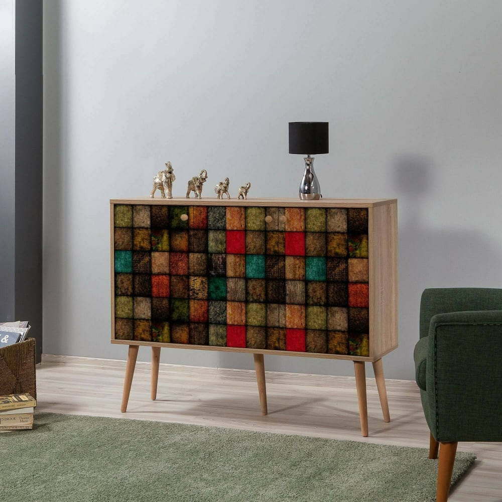 Sideboard Eiche Holzeffekt, mehrfarbig 120x36h90 cm - Maisons Du