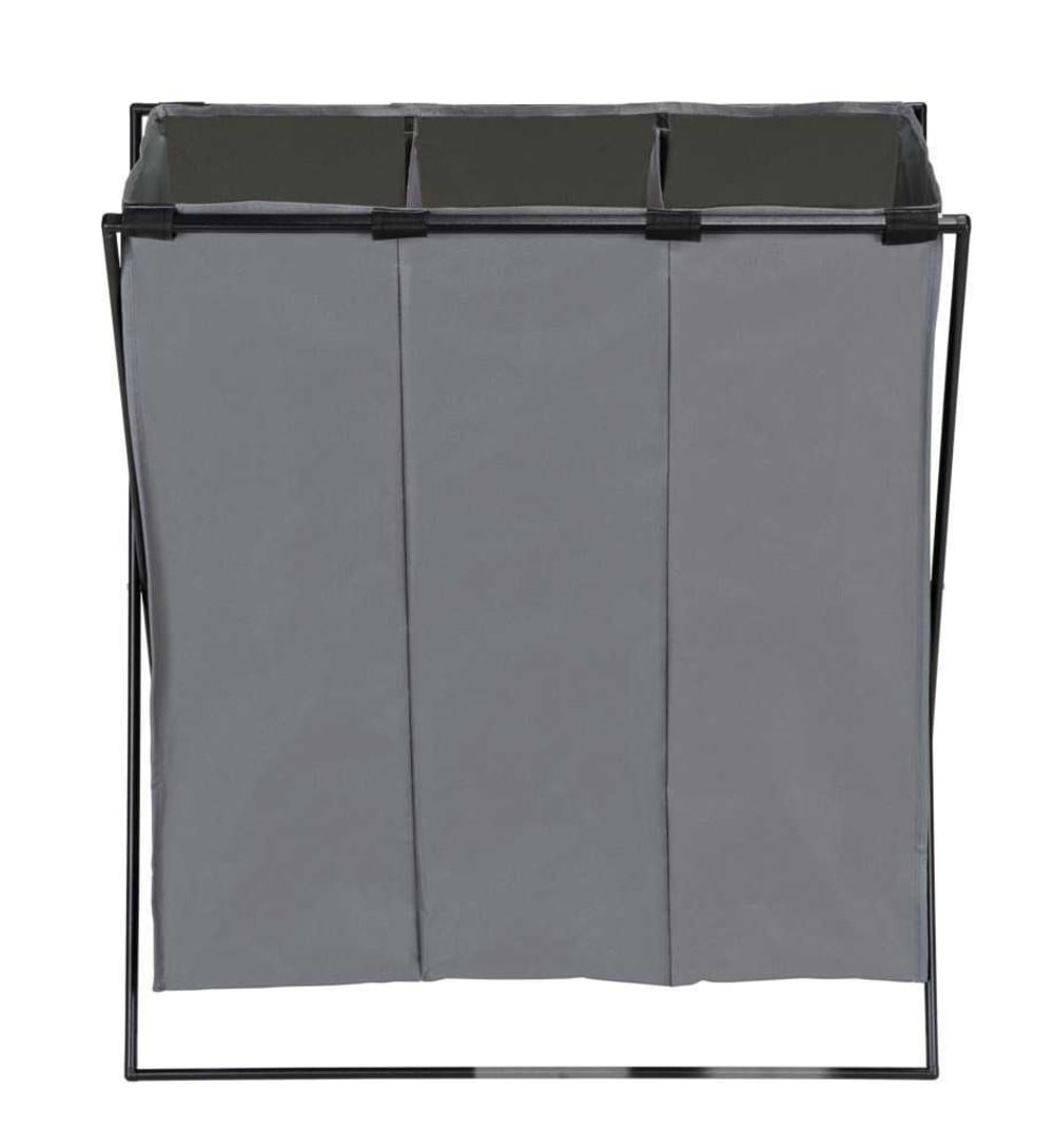 Panier à linge xl avec 3 compartiments gris — vue 3