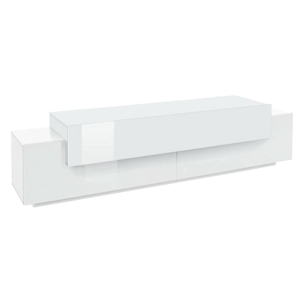 Meuble tv effet bois blanc brillant 218x45h52 cm - Maisons du Monde