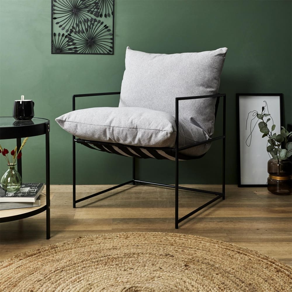 Fauteuil en tissu et métal gris - Maisons du Monde