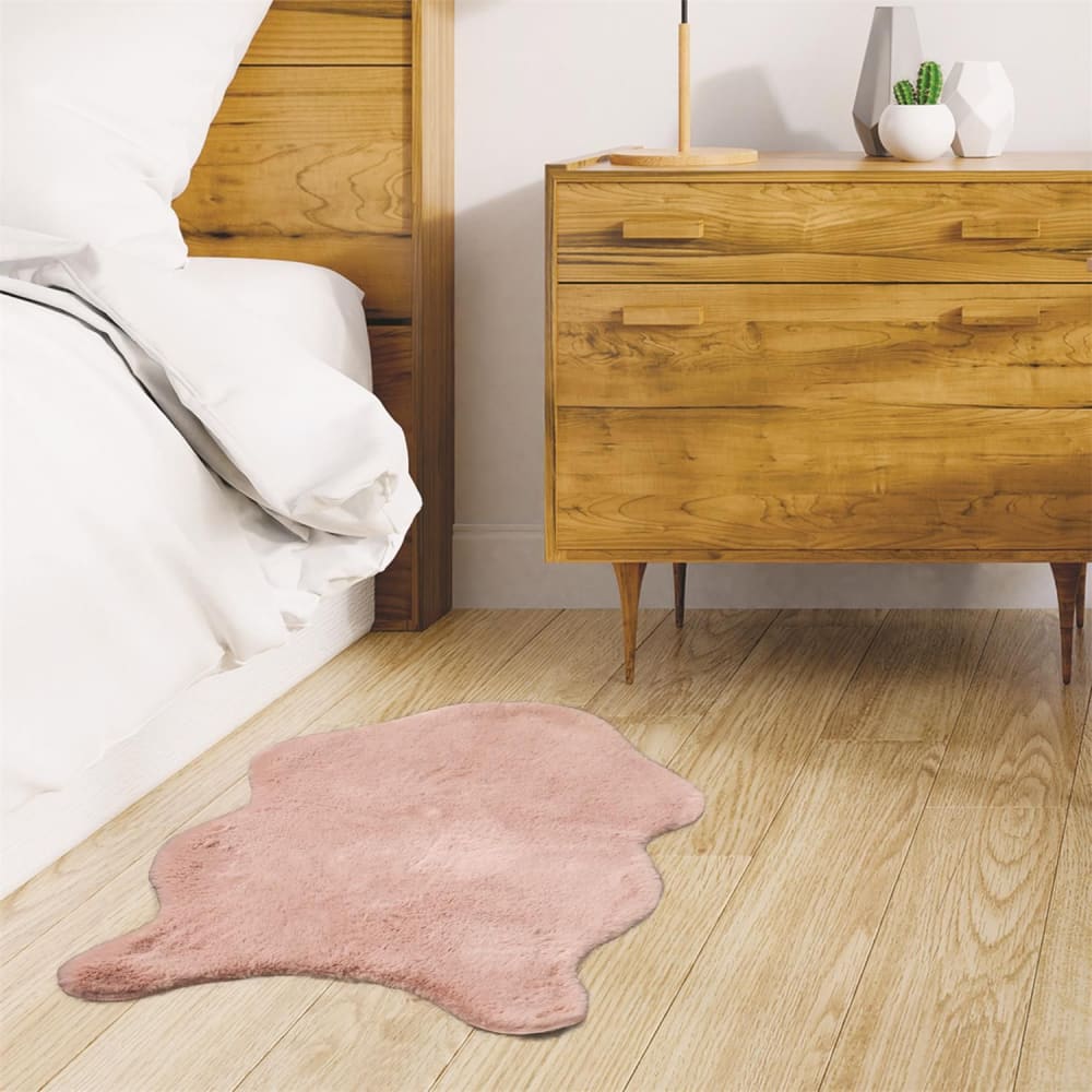 Tapis effet fourrure poils fins rose 60 x 90 cm — vue 3