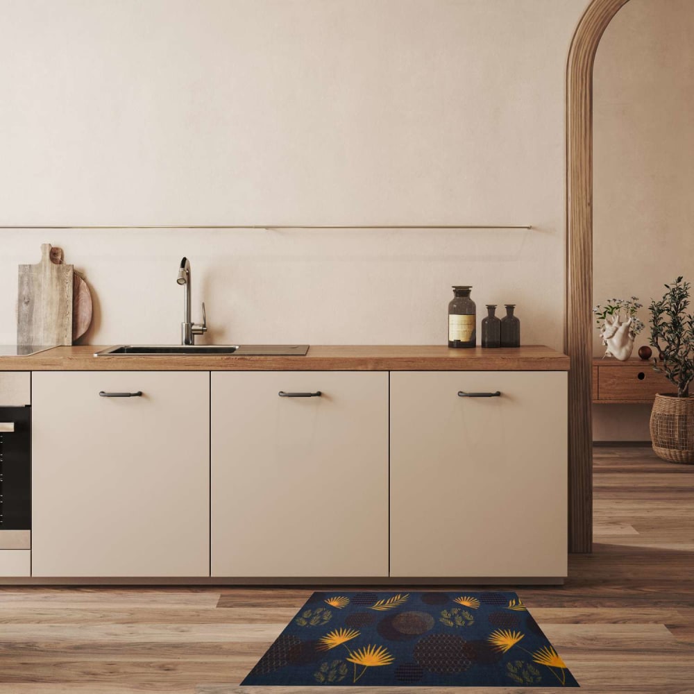 Tapis en velours imprimé bleu 50 x 80 cm - Maisons du Monde
