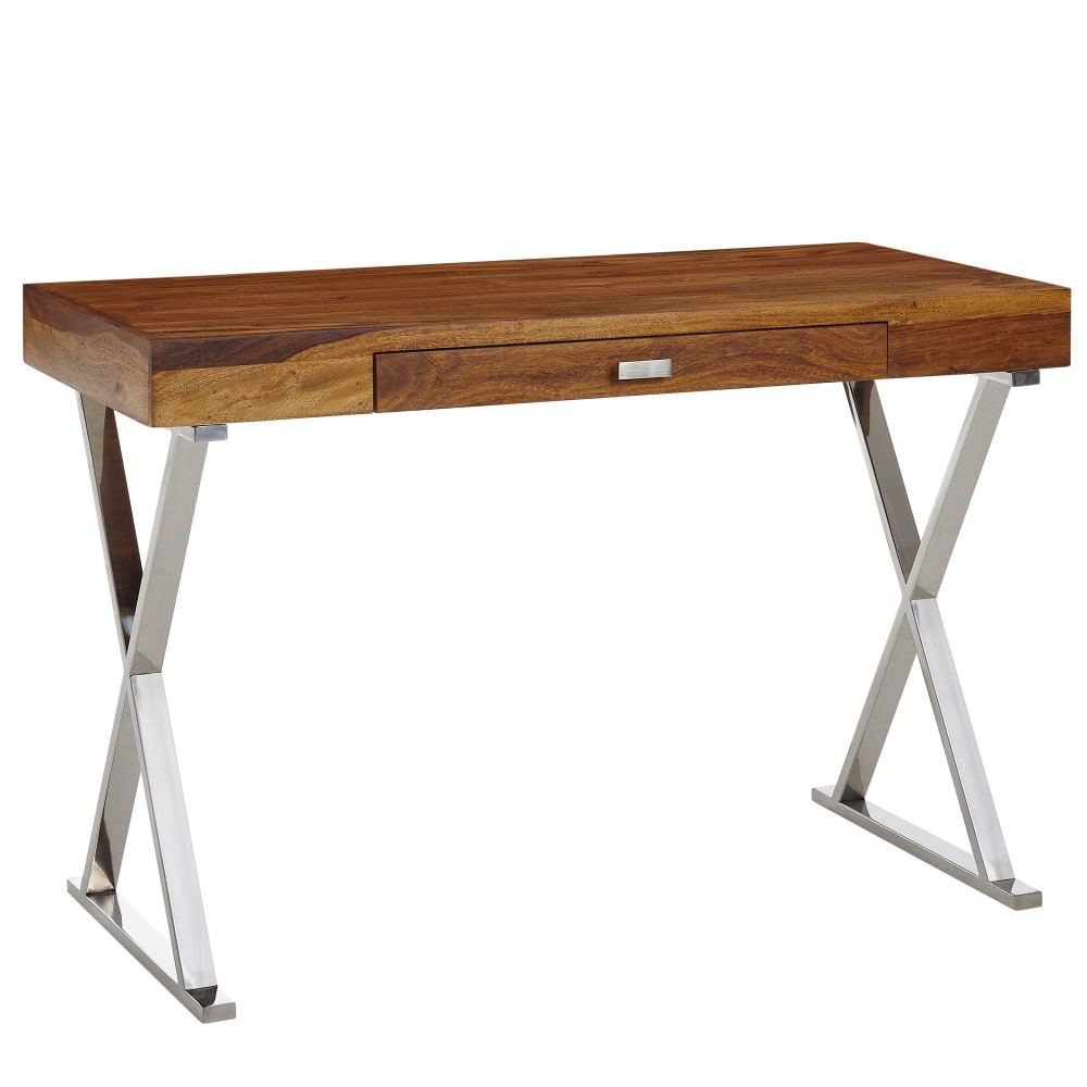 Bureau avec tiroir en bois de sheesham massif, marron Bureau avec tiroir en bois de sheesham massif, marron