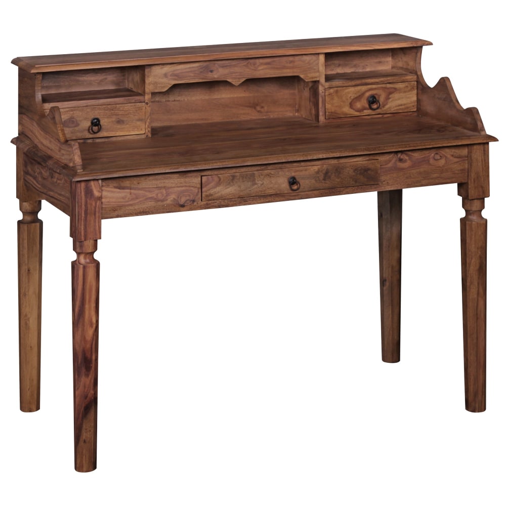 Bureau à 3 tiroirs en bois de sheesham, marron Bureau à 3 tiroirs en bois de sheesham, marron