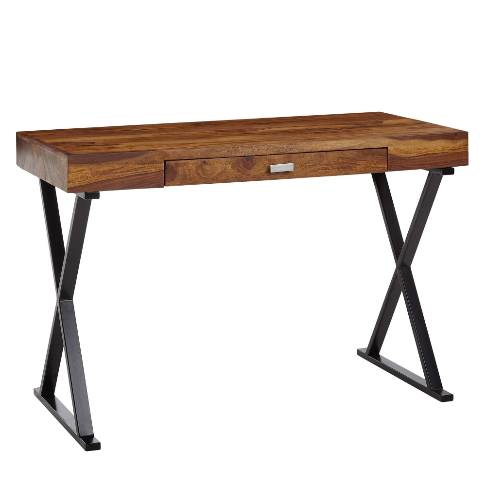 Bureau avec tiroir en bois de sheesham massif, marron Bureau avec tiroir en bois de sheesham massif, marron