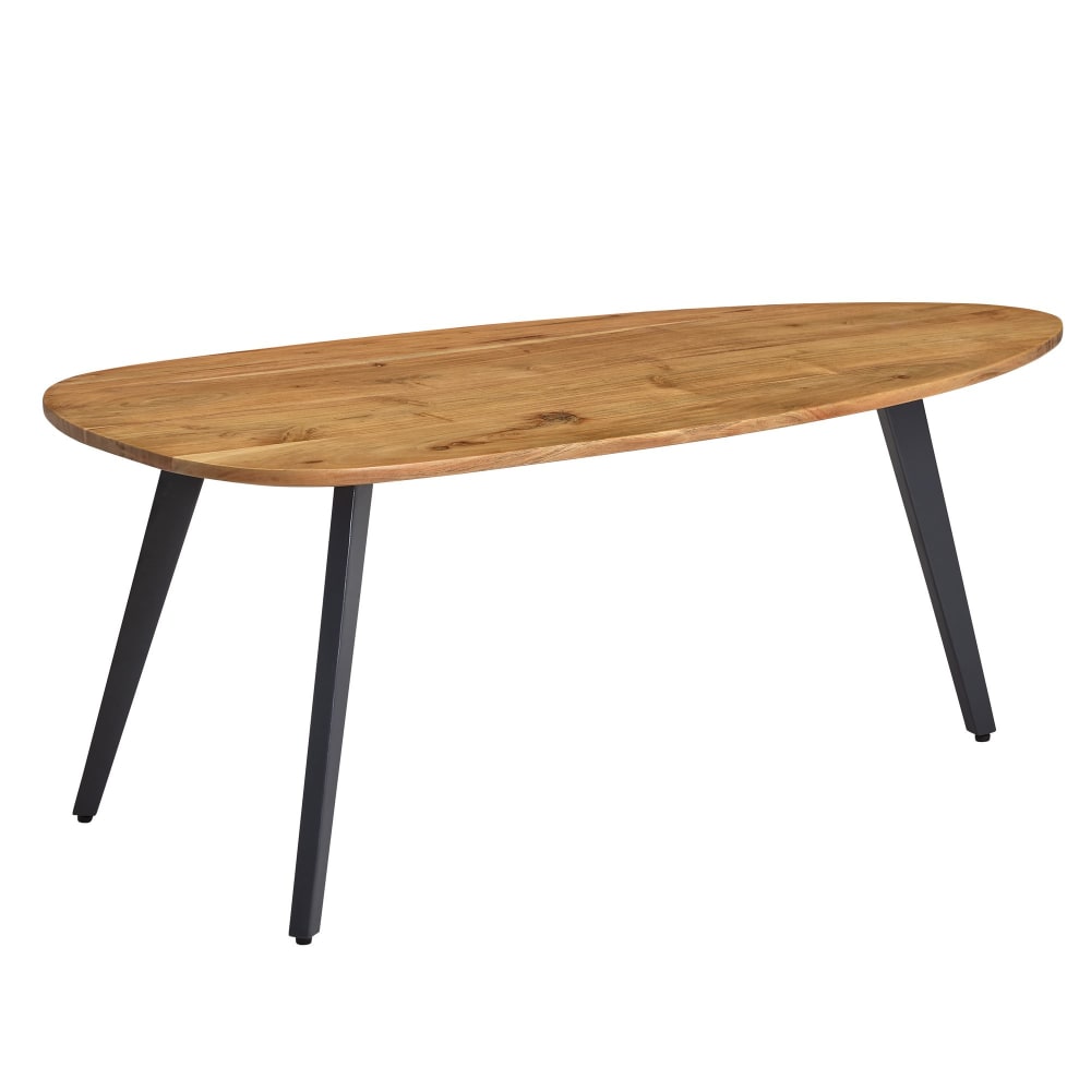 FineBuy Couchtisch Nierenform aus Akazie Massivholz, Braun style modern Braun