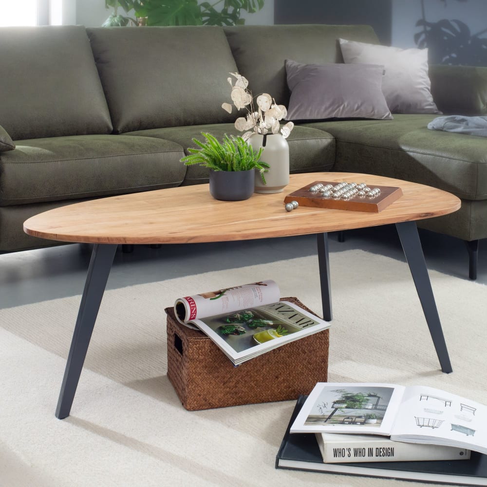 Couchtisch Nierenform aus Akazie Massivholz, Braun - Maisons Du