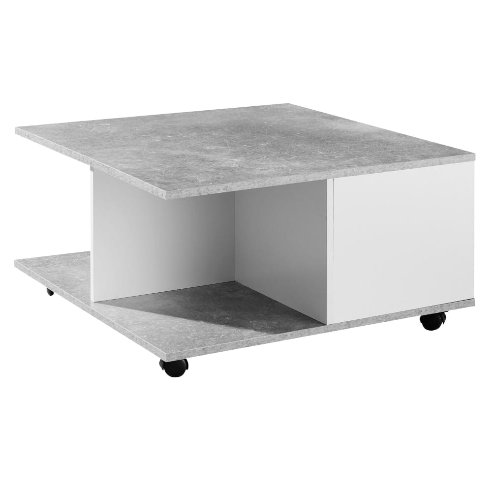 FineBuy Couchtisch quadratisch mit Stauraum aus Spanplatte, Grau / Weiß style modern Grau Spanplatte