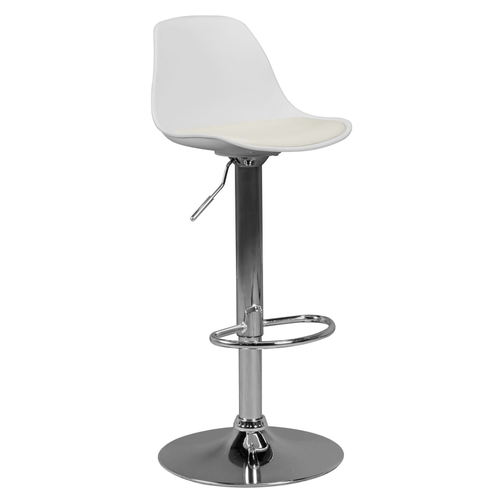 FineBuy Barhocker höhenverstellbar aus Kunstleder, Weiß style modern Weiß Pvc - Polyvinlychlorid