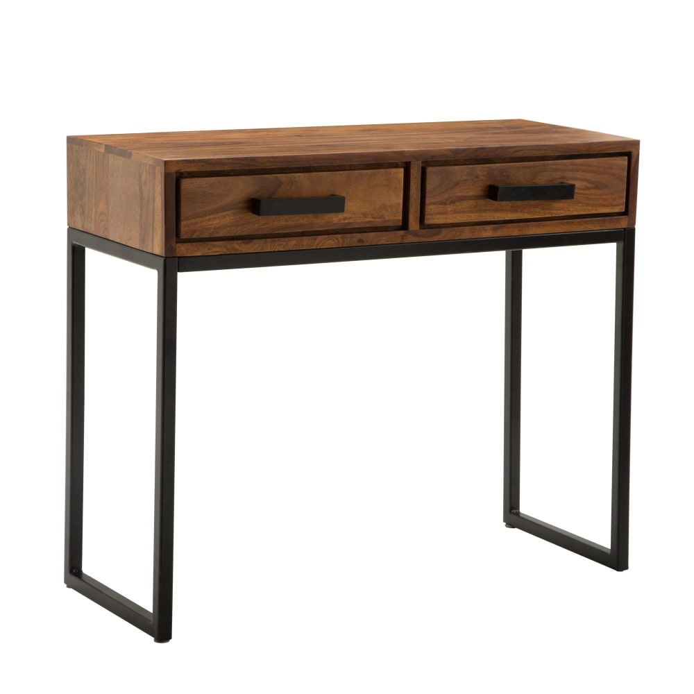 Console à 2 tiroirs en bois de sheesham massif, marron Console à 2 tiroirs en bois de sheesham massif, marron