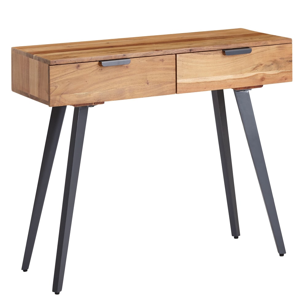 Console à 2 tiroirs en bois d'acacia massif, marron Console à 2 tiroirs en bois d'acacia massif, marron