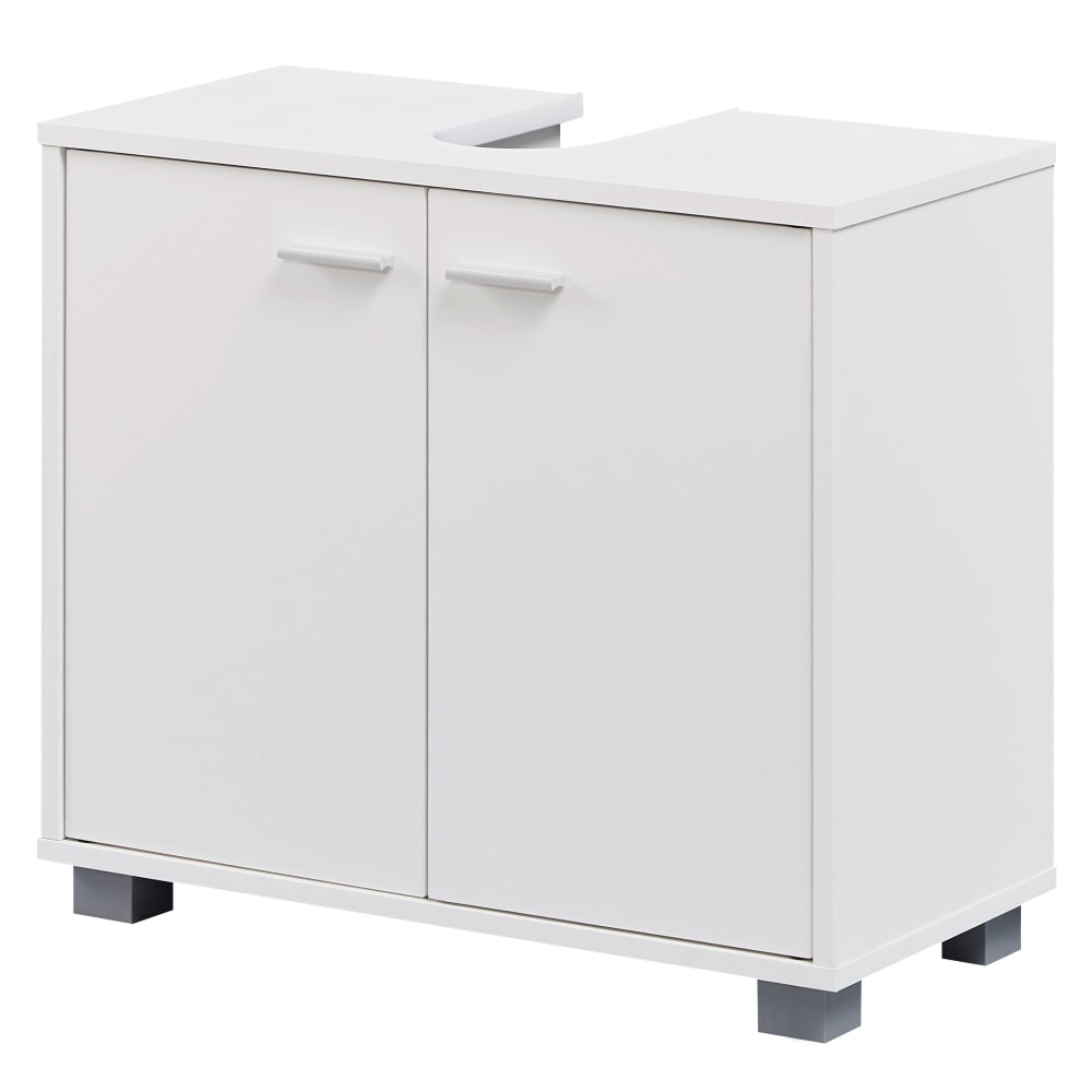 FineBuy Waschbeckenunterschrank mit 2 Türen aus MDF, Weiß style modern Weiß Spanplatte