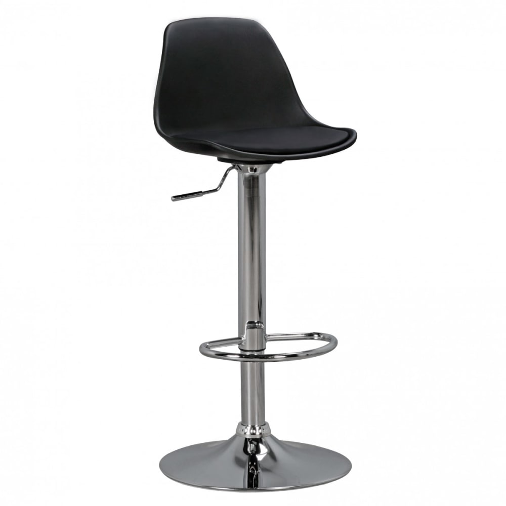 FineBuy Barhocker höhenverstellbar aus Kunstleder, Schwarz style modern Schwarz Pvc - Polyvinlychlorid