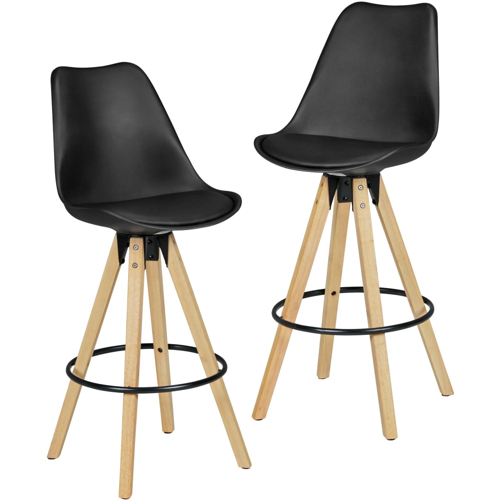 Lot de 2 tabourets de bar en tissu, noir Lot de 2 tabourets de bar en tissu, noir
