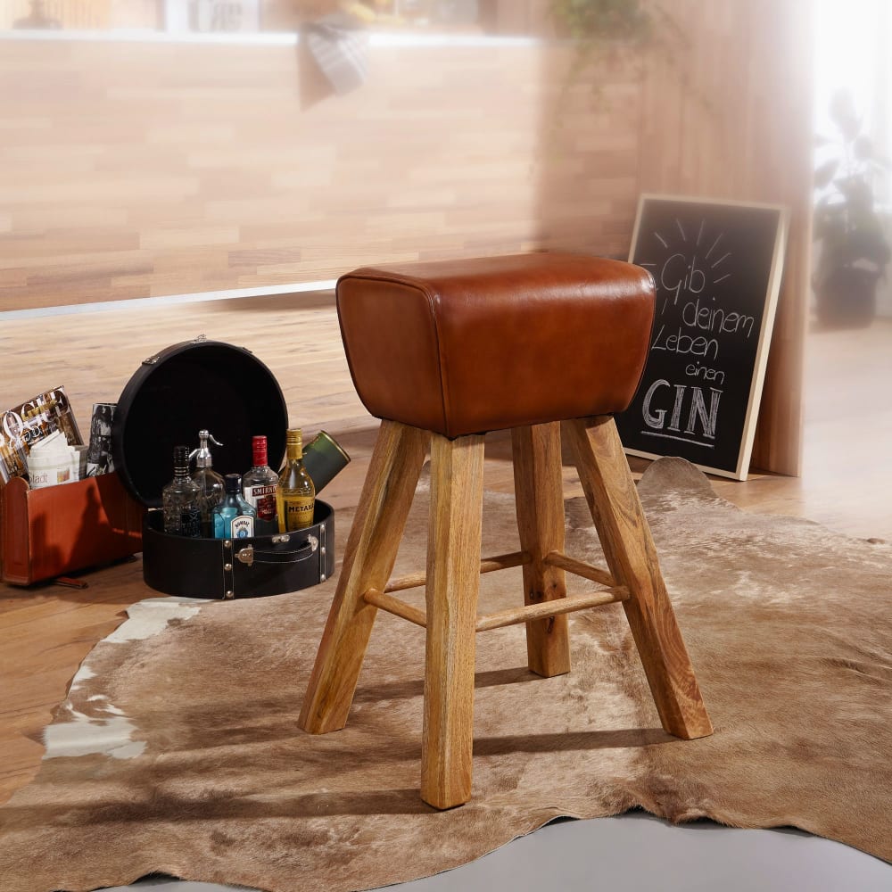 Barhocker aus Echtleder, Braun - Maisons Du Monde