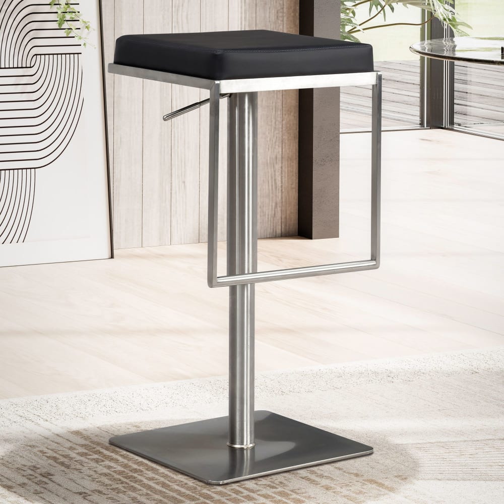 Tabouret de bar en similicuir, noir