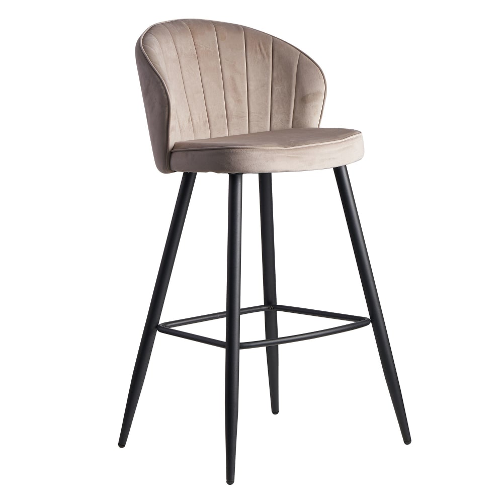 FineBuy Barhocker aus Samt, Beige style modern Beige Samt