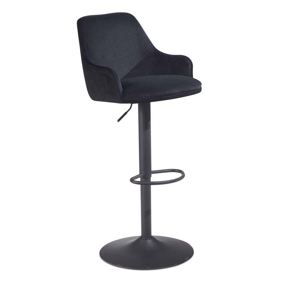 FineBuy Barhocker höhenverstellbar aus Samtstoff, Schwarz style modern Schwarz Samt