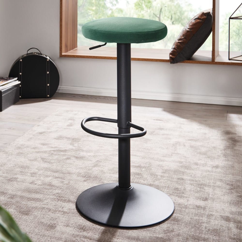 Barhocker höhenverstellbar aus Samtstoff, Grün - Maisons Du Monde