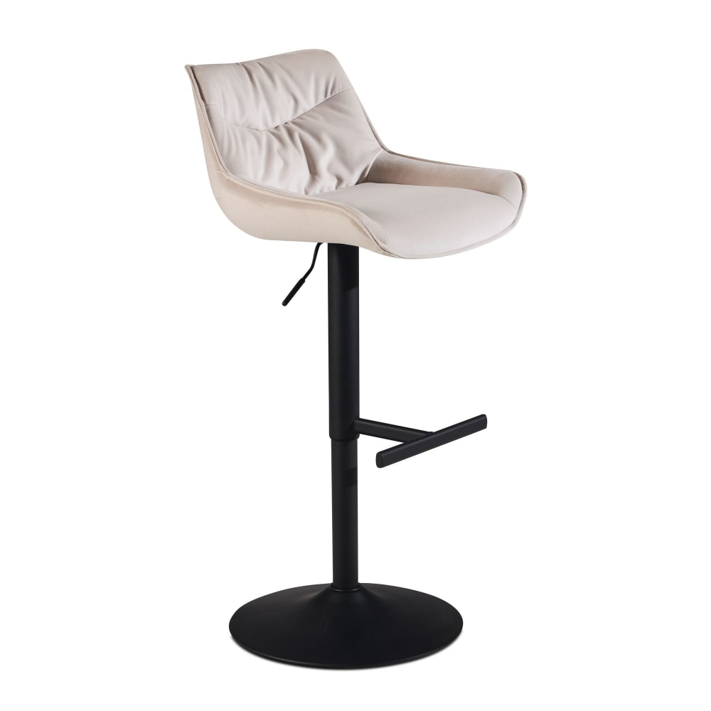 FineBuy Barhocker höhenverstellbar aus Samtstoff, Beige style modern Beige Samt