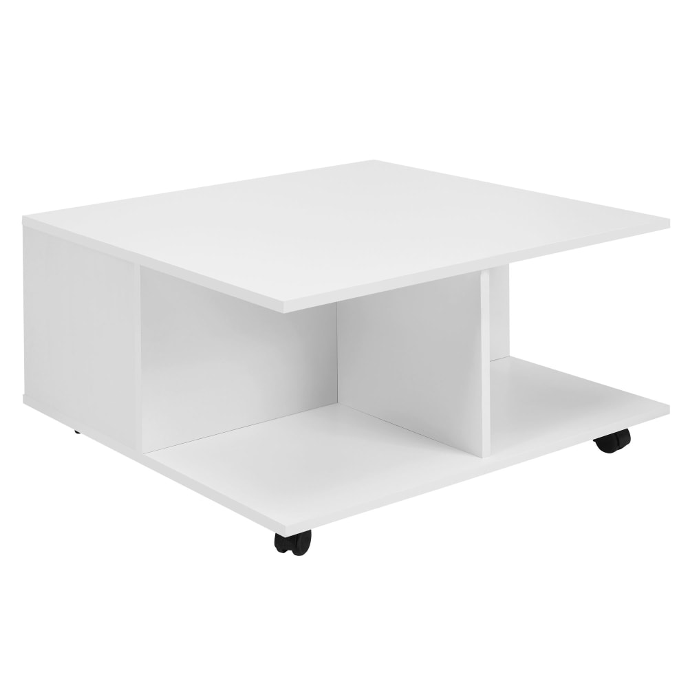 Table basse carrée avec rangement en aggloméré, blanc Table basse carrée avec rangement en aggloméré, blanc