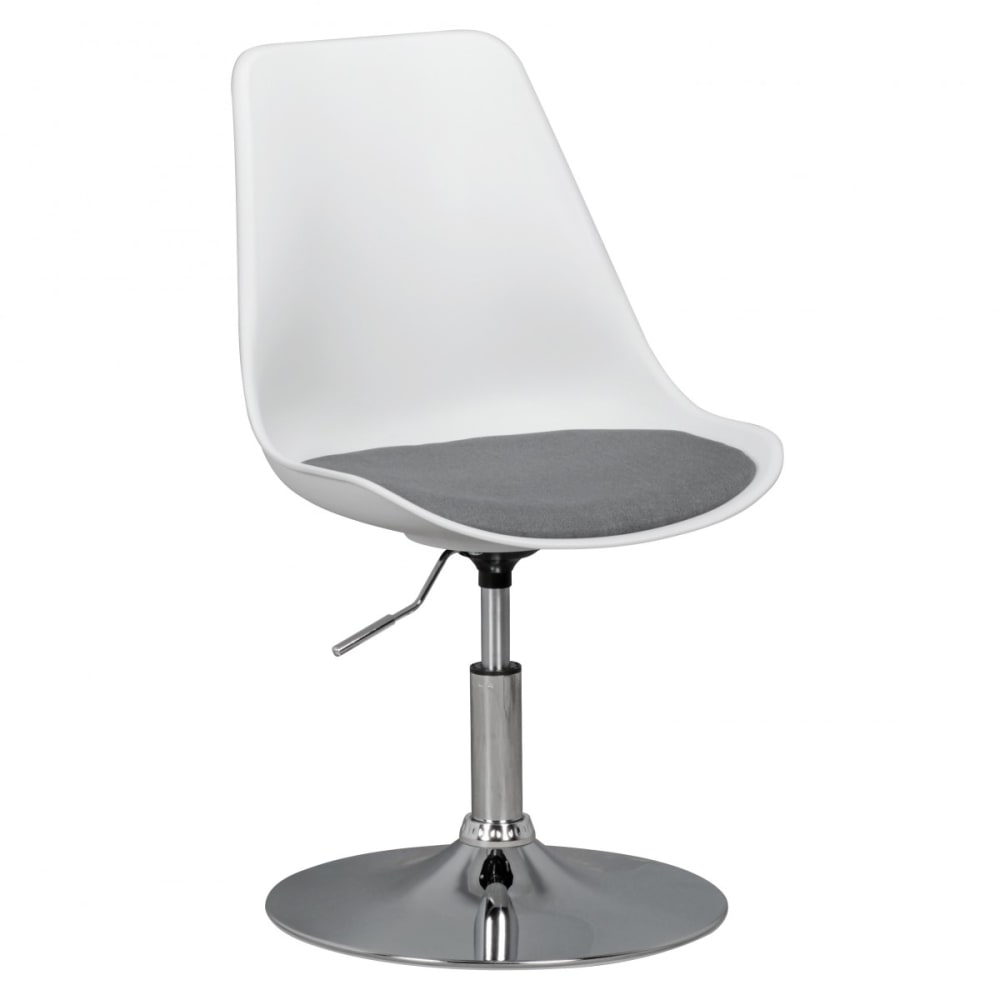 FineBuy Esszimmerstuhl höhenverstellbar aus Kunstleder, Weiß style modern Weiß Pvc - Polyvinlychlorid
