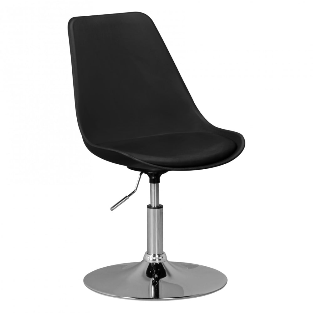 FineBuy Esszimmerstuhl höhenverstellbar aus Kunstleder, Schwarz style modern Schwarz Pvc - Polyvinlychlorid